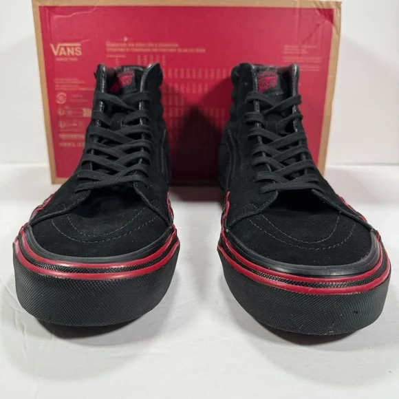 Vans Sk8-Hi Flame Suede Black Red High Top Sneakers Men Size  display picture 1